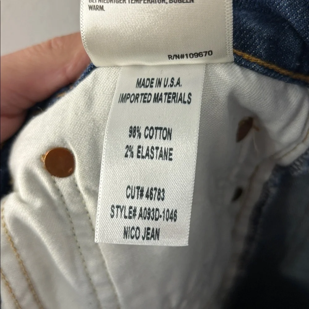 Agolde Button Fly Nico High Rise Slim Fit Deep Indigo Ankle Jeans Size 27